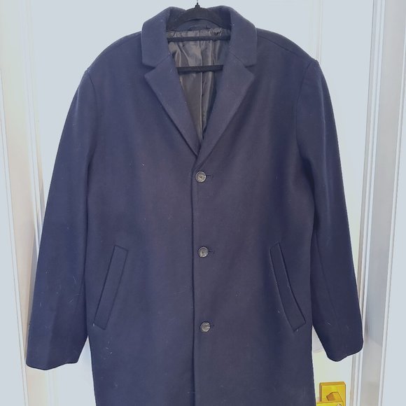 Old Navy Soft-Brushed Navy Blue Topcoat - Picture 2 of 4